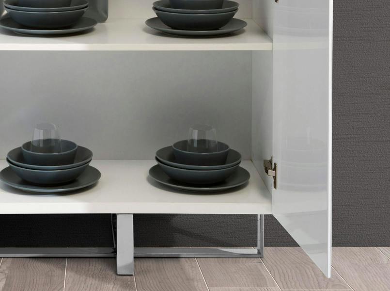 Angel Cerdá White Wood and Chrome-plated Steel Tall Sideboard 3053
