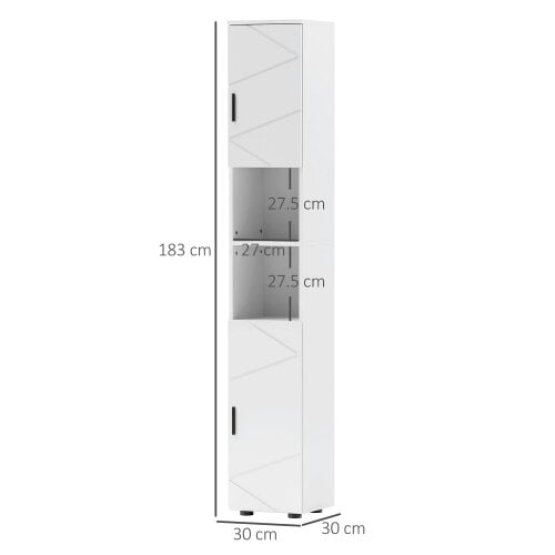 Wyld Haus Dohifa Tall Bathroom Storage Cabinet With Line Embossed Front And Adjustable Shelves White