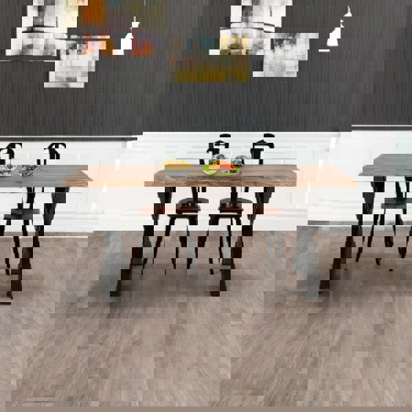 IH Design Oakland Large Acacia Wood Dining Table With Cross Metal Legs 6-8 SEATER - Natural