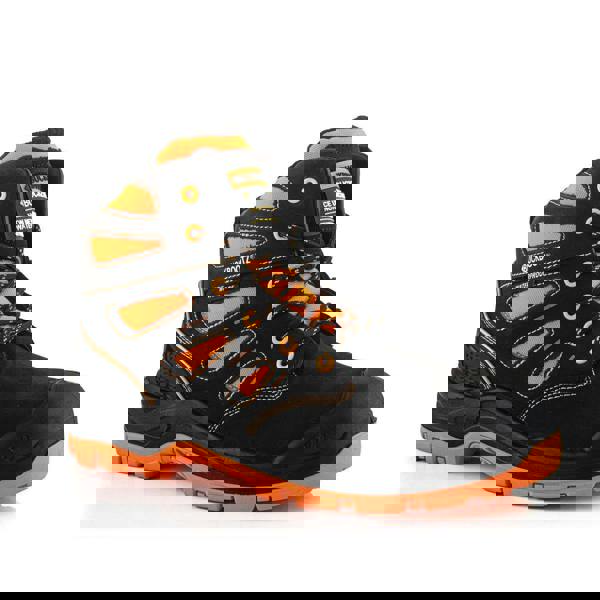 Buckbootz BVIZ2 Mens Lace Up S7S Composite Safety Ankle Boots, black and orange rugged work boot with protective toe cap, waterproof design, and durable sole.