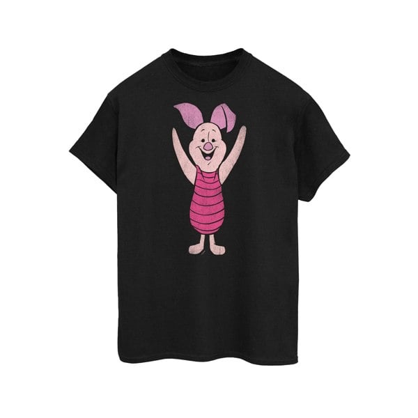 Winnie the Pooh Womens/Ladies Piglet Cotton Boyfriend T-Shirt - Black