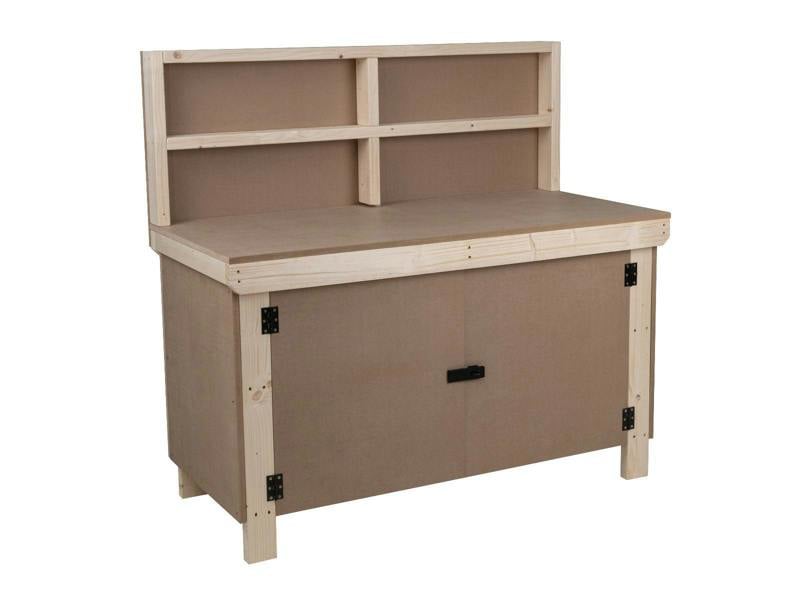 Arbor Garden Solutions Wooden MDF Top Workbench With Lockable Cupboard (V.9) with back panel