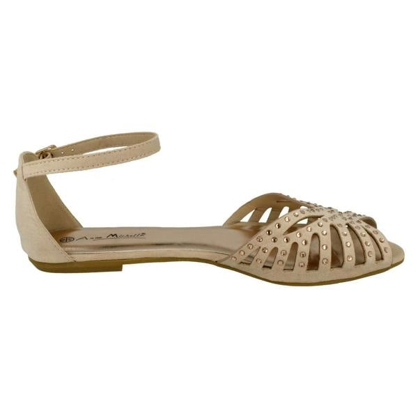 Anne Michelle Ladies Anne Michelle Flat Diamante Trim Sandals