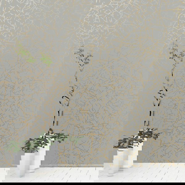 Angles gold zinc grey wallpaper