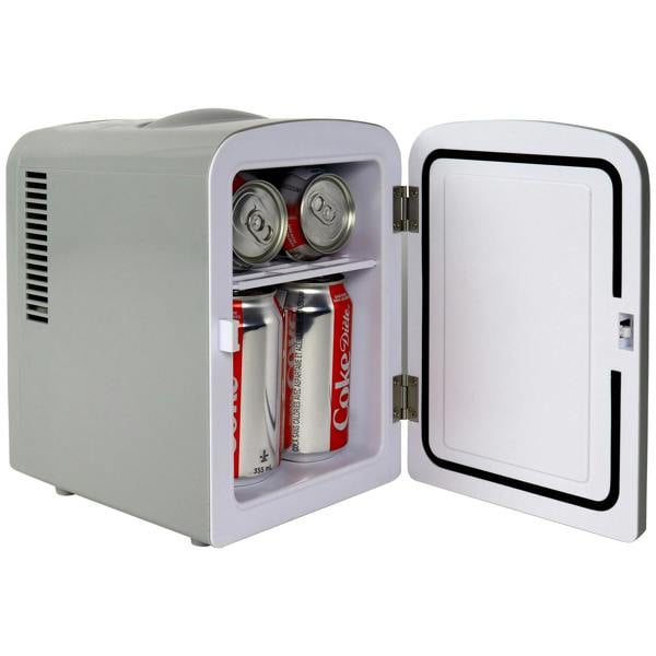 Coca-Cola Diet Coke 4L Mini Fridge Grey 6 Can Portable Cooler & Warmer for Desk, Bedroom or Car (12V)
