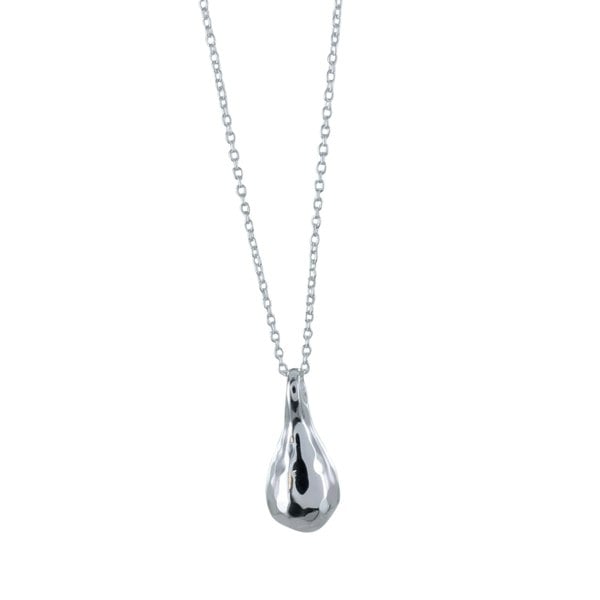 Textured Tear Drop Sterling Silver Necklace - Reeves & Reeves