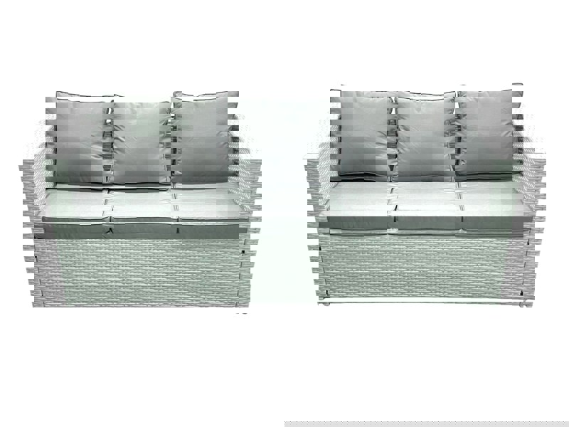Fimous Garden Outdoor Furniture Set 6 Seater Rattan Sofa Set with 2 Big Footstools Armchair 2 Side Tables Light Grey Mixed