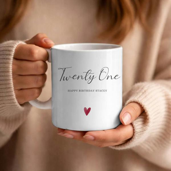 Personalised Twenty One Birthday Mug, Candle & Socks Gift Hamper | 21st