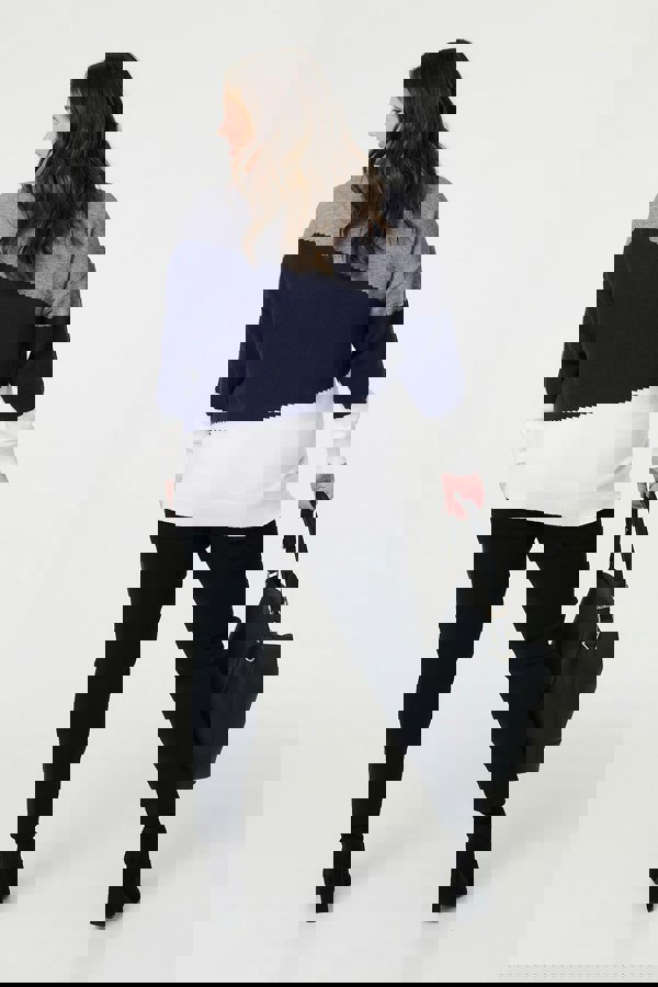 Navy | Colour Block Relaxed Knit Sweater