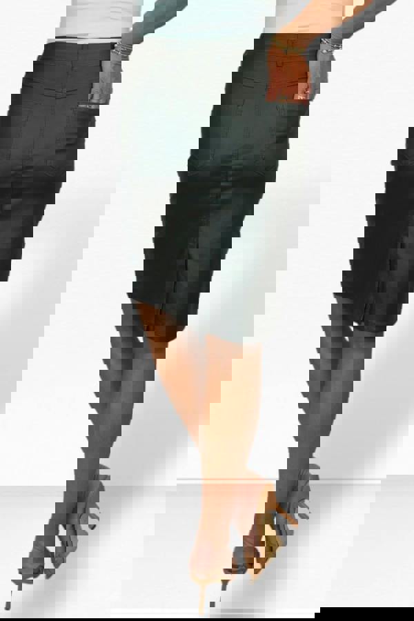 Paulo Due Women's Faux Leather Knee Length Skirt