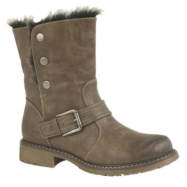Cipriata Womens/Ladies Andreana Press Stud Fold Down Biker Style Leather Boot - Brown - 