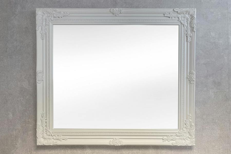 Downton Interiors Antique Style White Wood Frame Wall Mirror 73cm x 63cm