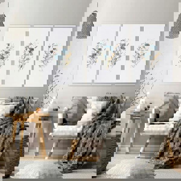 Blue Color Wall Art | Set of 3 Botanical Wall art Prints