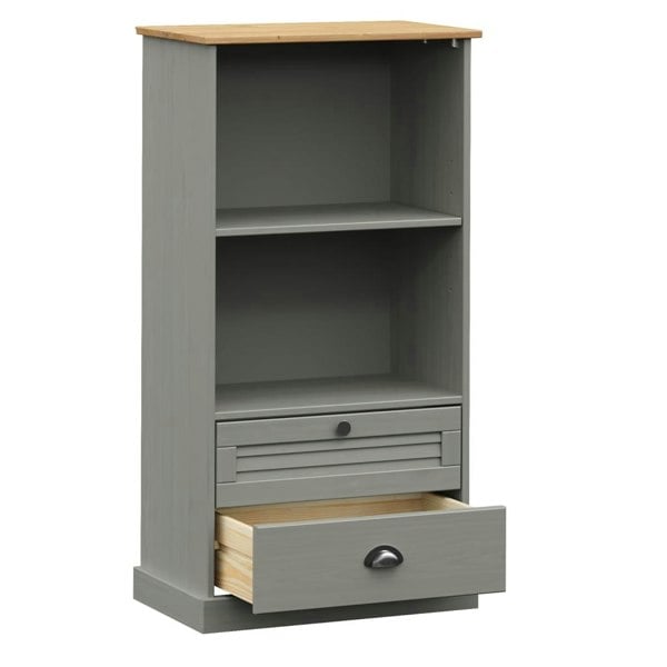 Berkfield Bookcase VIGO Grey 60x35x114.5 cm Solid Wood Pine