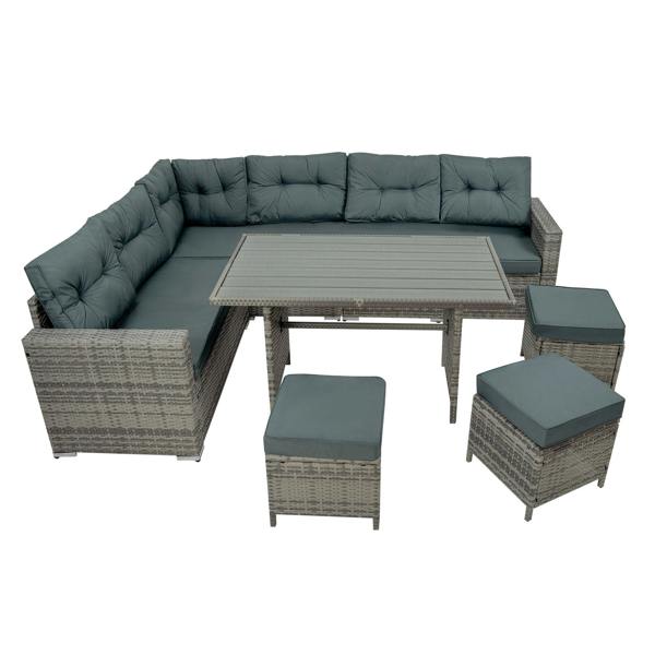 Jardi Rattan Corner Set With Composite Table – Grey