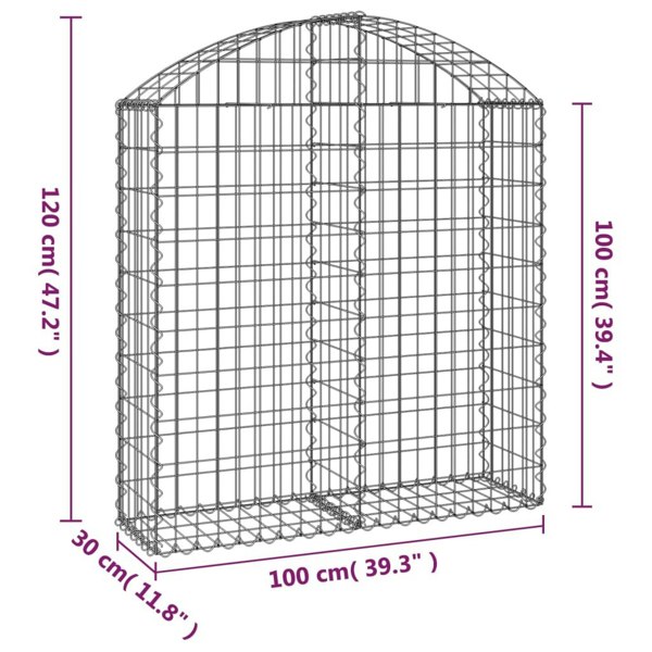 Berkfield Arched Gabion Basket 100x30x100/120 cm Galvanised Iron