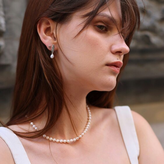 Spero London Small Natural Freshwater Real Pearl Strand Necklace