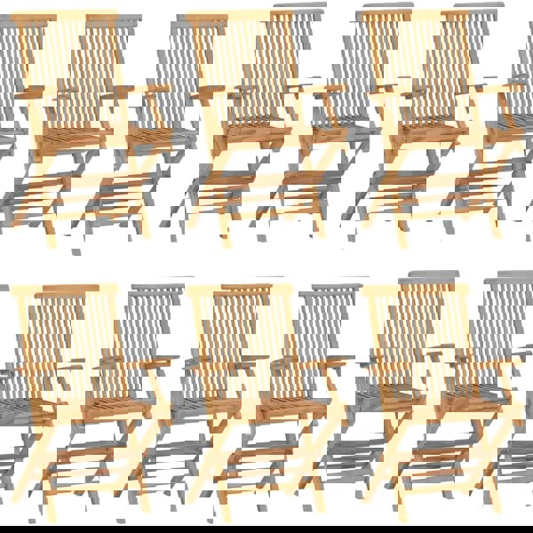 Berkfield Folding Garden Chairs 6 pcs Solid Teak Wood