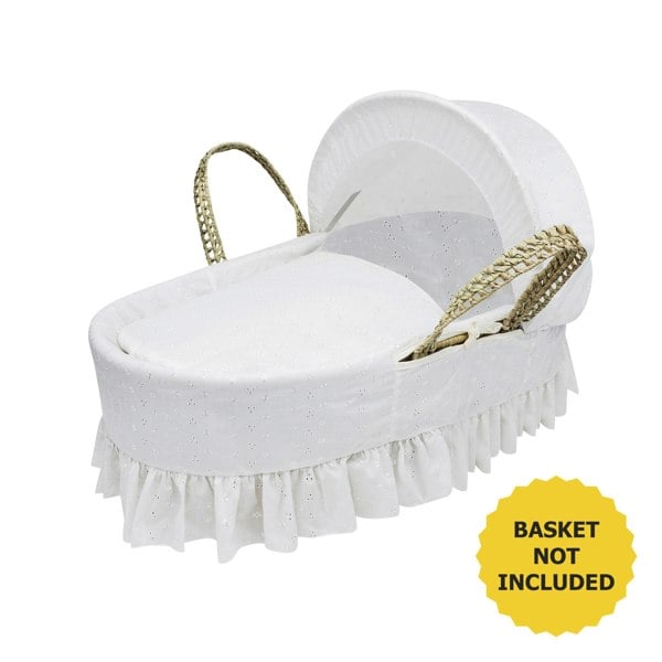 Kinder Valley Broderie Anglaise White Moses Basket Bedding Set