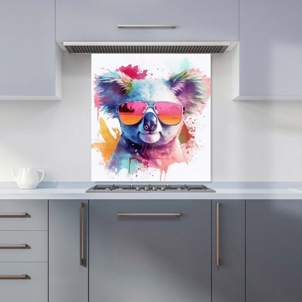 Warren Reed - Designer Colourful Splashart Koala In Glasses Kitchen Splashback