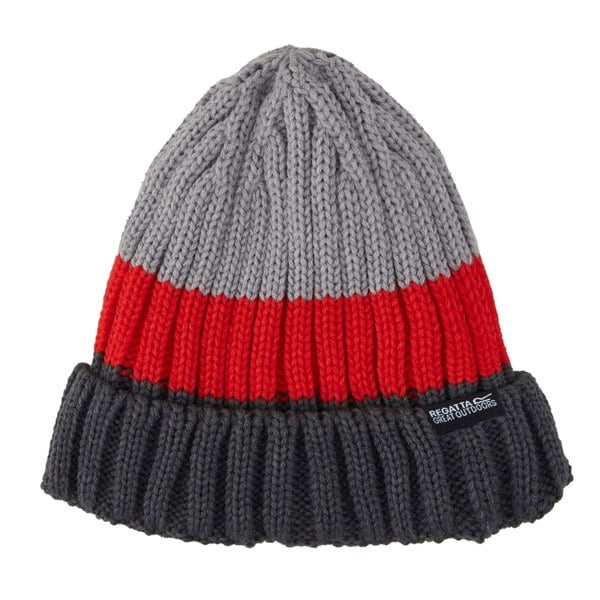 Regatta Mens Davion V Beanie - Mineral Grey/High Risk Red