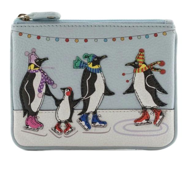 Mala Leather Chille Skating Penguins Coin Purse