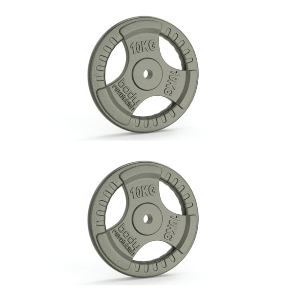 Body Revolution 2x 10kg Cast Iron Weight Plates - 1" Standard Tri Grip