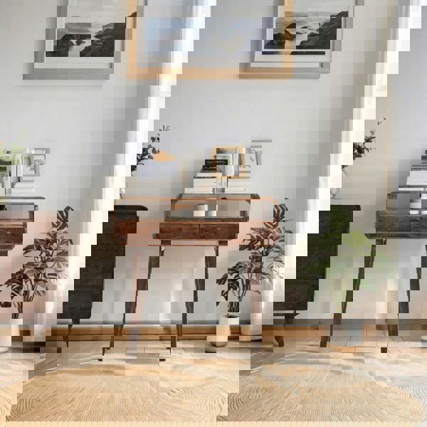 IH Design Winnie Dark Mango Wood Console Table with 2 Drawers