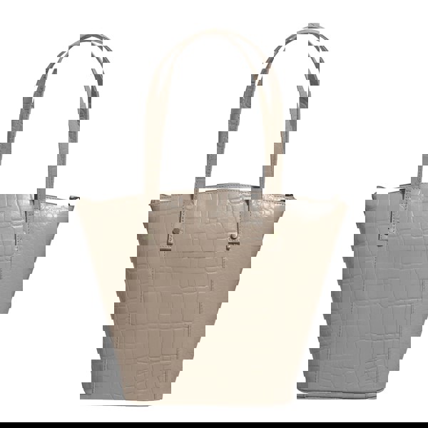 Assots London 'MELANIE' Nude Croc Real Leather Unlined Bucket Bag