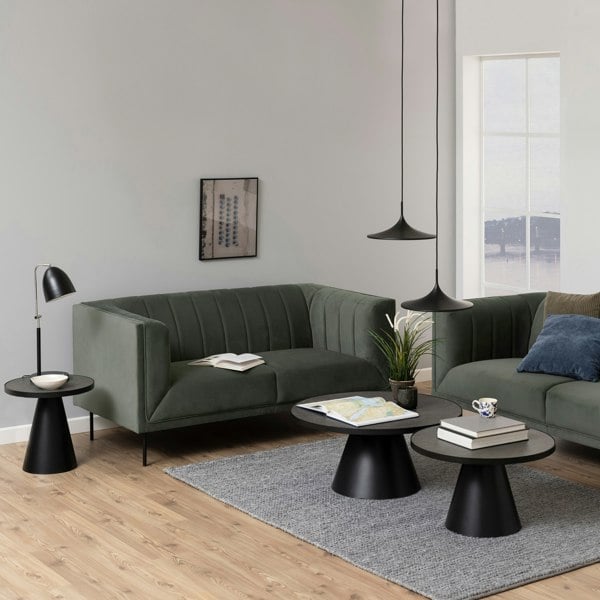 Furniture To Go Soli Round Ceramic Coffee Table in Black 65.7x40cm