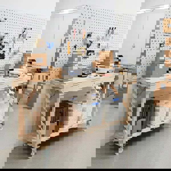 Arbor Garden Solutions Acorn Wooden Workbench With Wheels