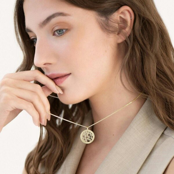 Christopher James of London 9ct Yellow Gold Hearts in Personalised Disc Pendant with Optional Necklace Chain