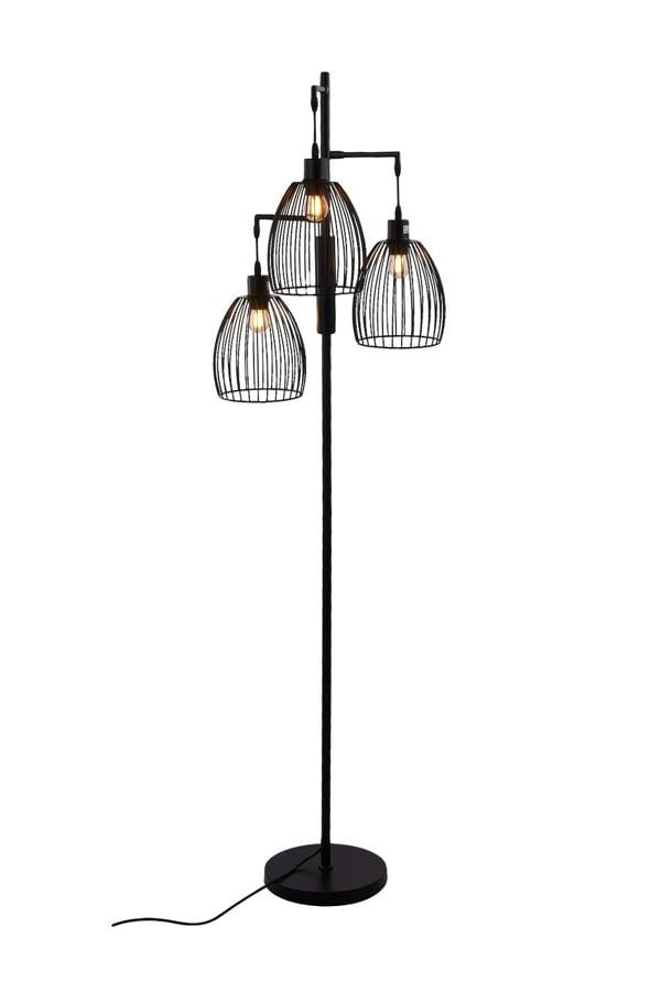 Living and Home Black Modern Industrial Style 3-head Floor Lamp with Irregular Shade