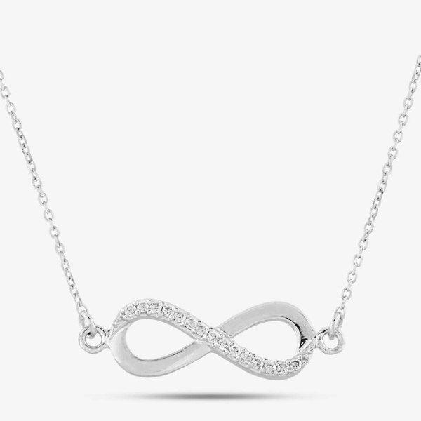 T. H. Baker Sterling Silver 46cm Crystal Infinity Necklet 8.19.7974
