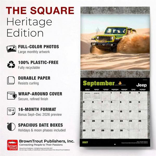 Jeep Calendar 2027, Wall Calendars, Month To View, Transport, Gift