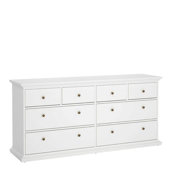 Wyld Haus Osaka Farmhouse Wide White Wooden Chest 8 Drawers
