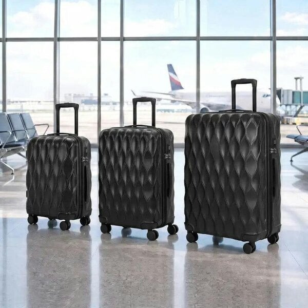 Bobobiy 3-Piece Suitcase Set, Hard Shell Carry On & Checked Luggage Set with TSA Lock, 20/24/28 Inch, Black - Black