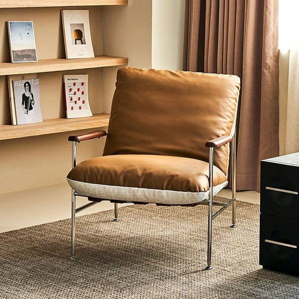 Weilai Concept Prasad Lounge Chair Armchair With Ottoman, Real Leather