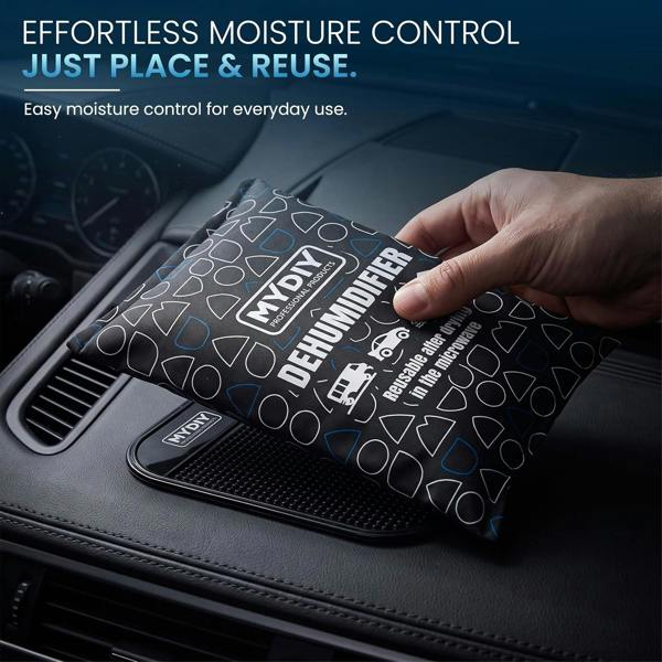 MY DIY PROFESSIONAL PRODUCTS Reusable Car Dehumidifier Bag - Moisture Absorber with Non-Slip Mat For Cars, Caravans, Home – Rechargeable in Microwave