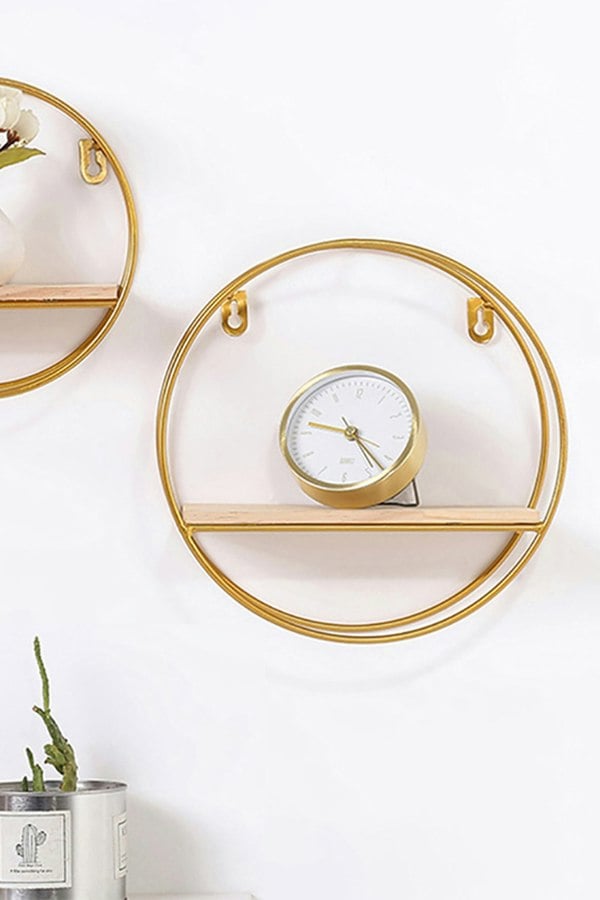 Living and Home Gold Wall Hanging Storage and Display Decorative Shelf