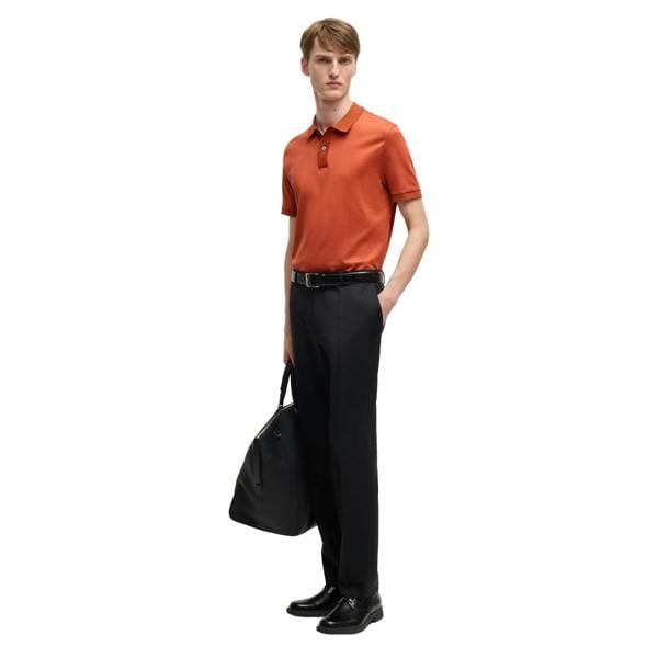 Boss Mens Parlay Technical Polo Shirt - Dark Orange - 