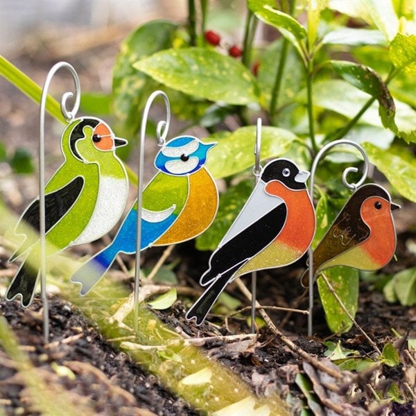 Serano Set of 12 British Garden Birds Suncatcher Stakes