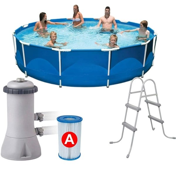 Intex 12ft Metal Frame Swimming Pool with Filter Pump and Ladder: