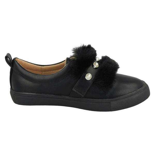 Spot On Girls Spot On Faux Pearl Strap Fur Trim Shoes