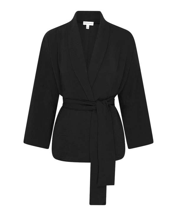 black soft jacket wrap waist