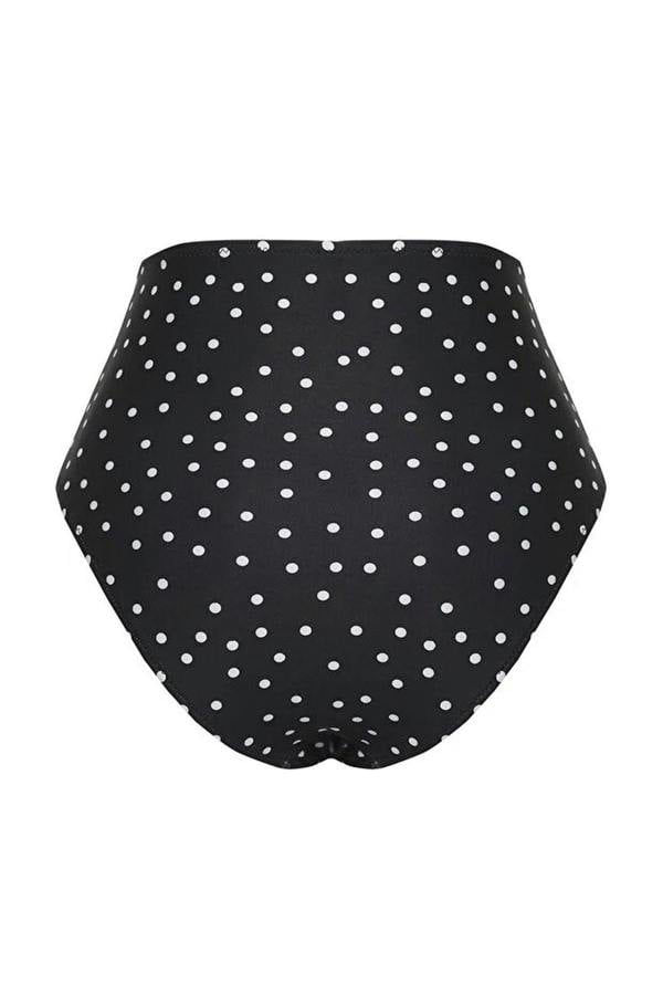 WOVCOR Polka Dot Slimming Effect Hipster Super High Waist Bikini Bottom