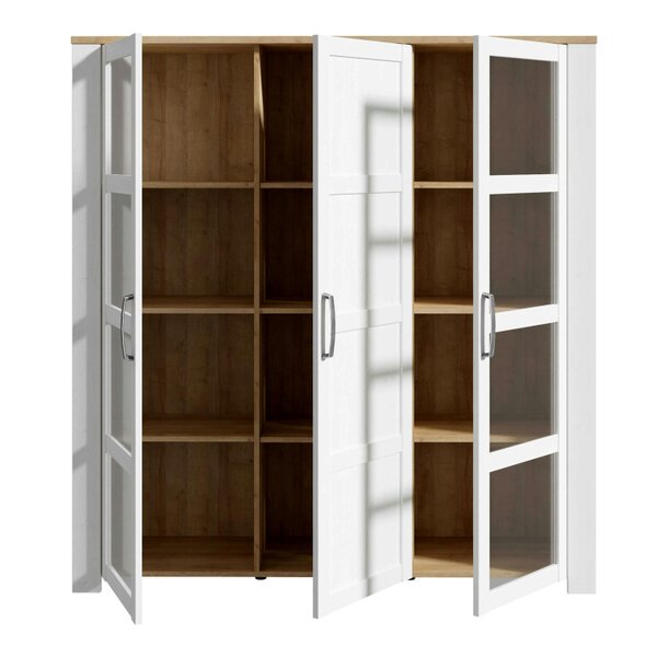 Wyld Haus Bohol 3 Door Large Display Cabinet in Riviera Oak/White