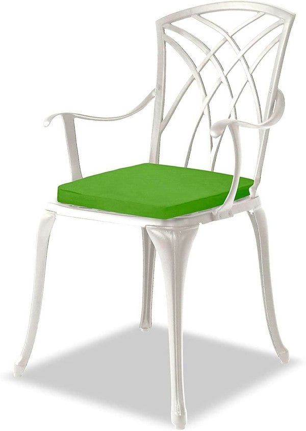 Centurion Supports OSHOWA Luxurious Garden and Patio Table and 4 Large Chairs with Armrests Cast Aluminium Bistro Set - White with Green Cushions