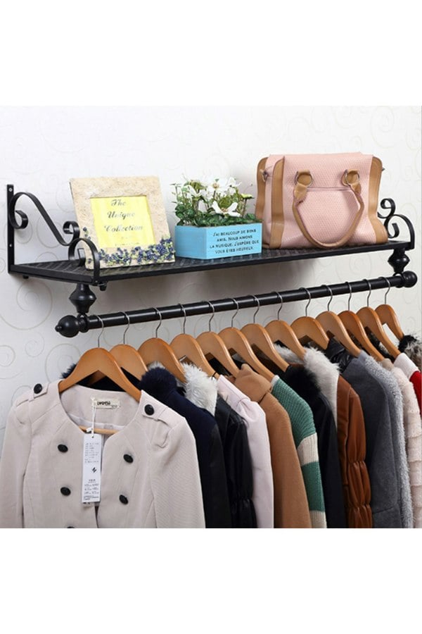 Living and Home 28 x 60cm Wall Mounted Metal Clothes Shelf Garment Shop Display Rack