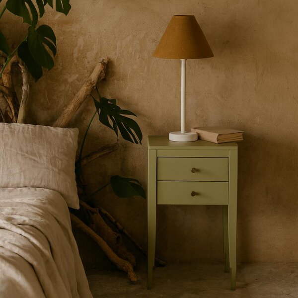 Wyld Haus Pirenopolis Sage Green Wood Grain 2 Drawer Bedside Table